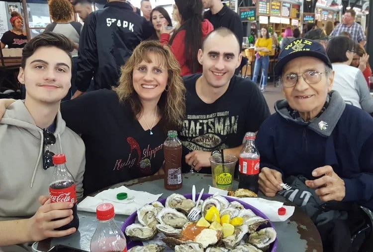 Harvey Betts's family at dinner