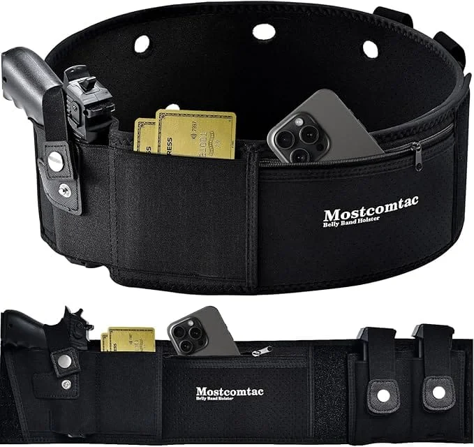 Belly Band Holster for Men Women - Concealed Carry Holster with Zipper Pocket