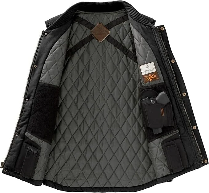 Legendary Whitetails Men's Concealed Carry Outerwear Vest for Men, Canvas Cross Trail Conceal CCW Holster, Hunting Insulated