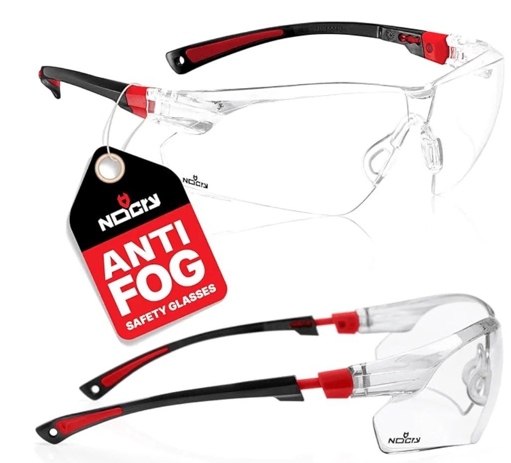 NoCry Clear Safety Glasses for Men and Women with Anti-Fog and Scratch Resistant Wrap Around Lenses