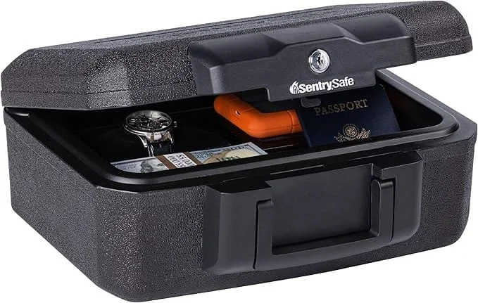 SentrySafe Fireproof Safe with Key Lock and Portable Carrying Handle for Travel